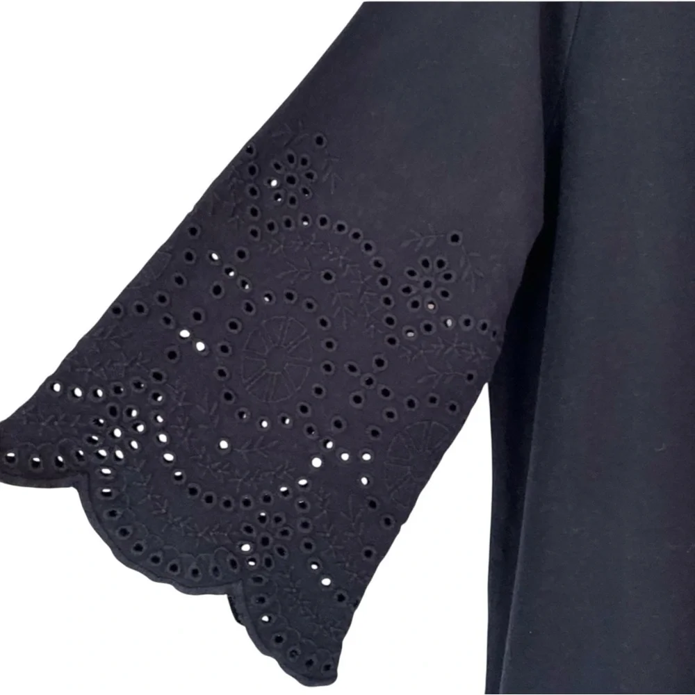 J. Jill women's 'Pacific' navy shift dress with eyelet trim sz small - Picture 3 of 8